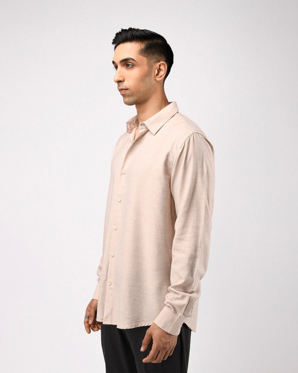TAILORAEDGE Soft Lyocell Melange Shirt In Cream