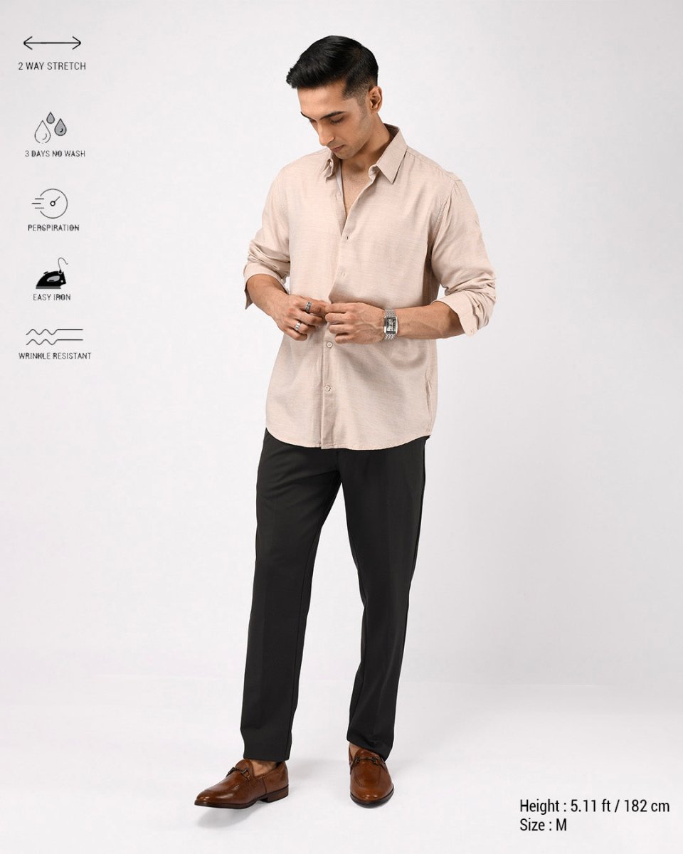TAILORAEDGE Soft Lyocell Melange Shirt In Cream