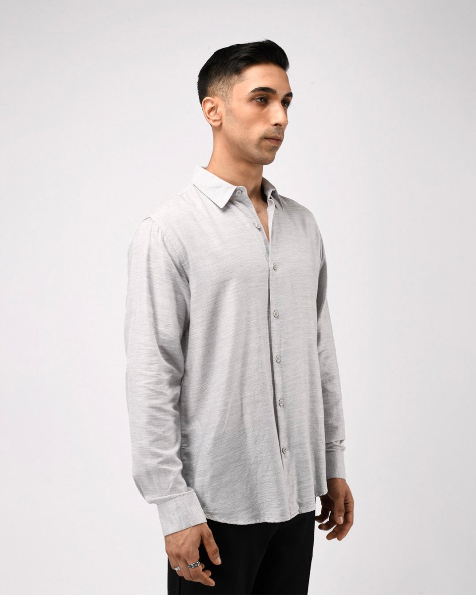 TAILORAEDGE Soft Lyocell Melange Shirt In White