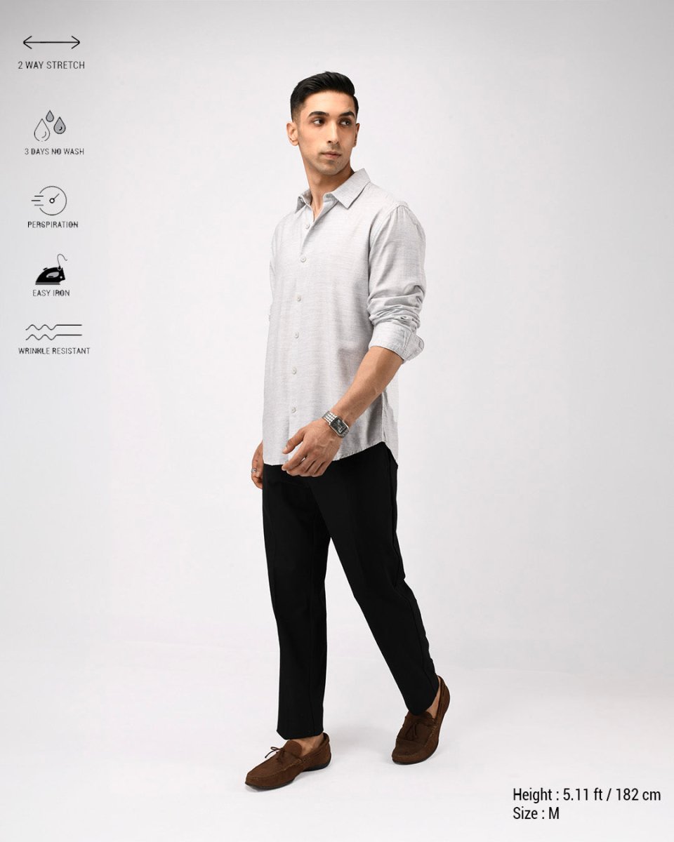 TAILORAEDGE Soft Lyocell Melange Shirt In White