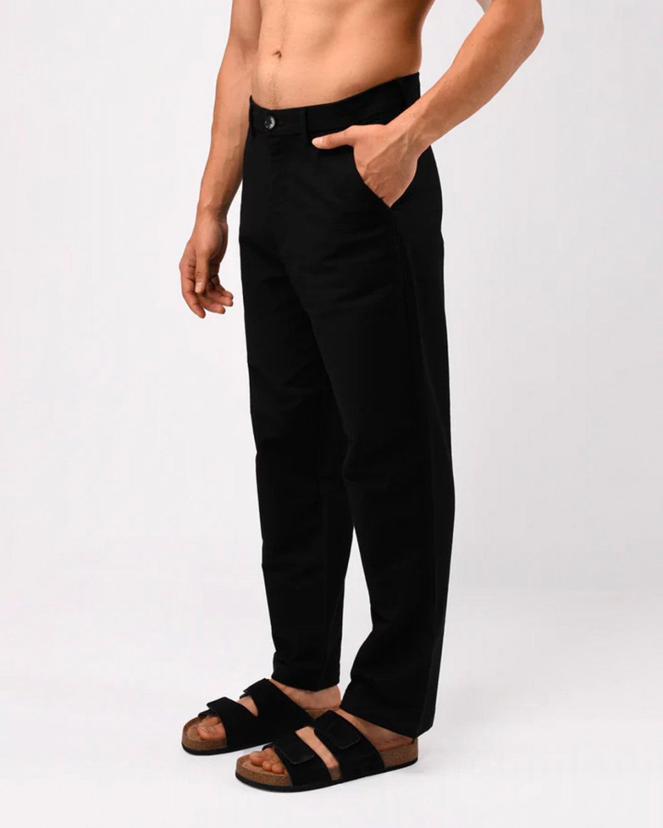 TAILORAEDGE Soft Modal Relaxed Trouser In Black