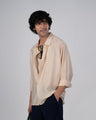 TAILORAEDGE Soft Nylon Relaxed Over - Shirt In Beige