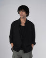 TAILORAEDGE Soft Nylon Relaxed Over - Shirt In Black