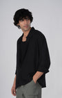 TAILORAEDGE Soft Nylon Relaxed Over - Shirt In Black