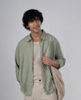 TAILORAEDGE Soft Nylon Relaxed Over - Shirt In Green