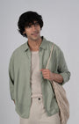 TAILORAEDGE Soft Nylon Relaxed Over - Shirt In Green