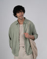TAILORAEDGE Soft Nylon Relaxed Over - Shirt In Green