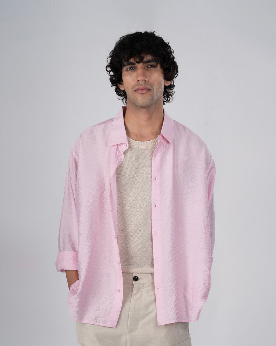 TAILORAEDGE Soft Nylon Relaxed Over - Shirt In Pink