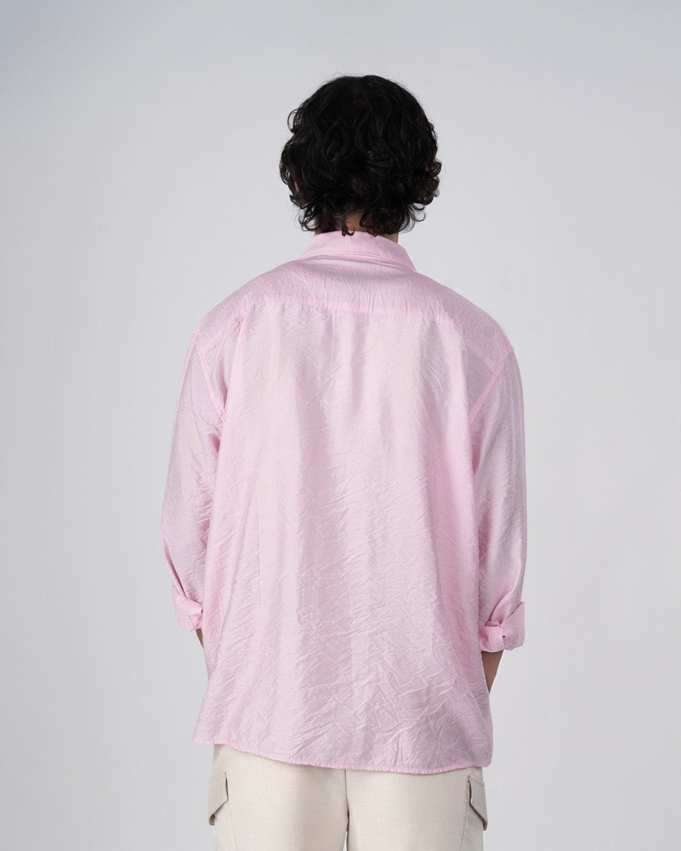 TAILORAEDGE Soft Nylon Relaxed Over - Shirt In Pink