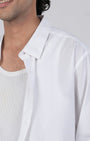 TAILORAEDGE Soft Nylon Relaxed Over - Shirt In White