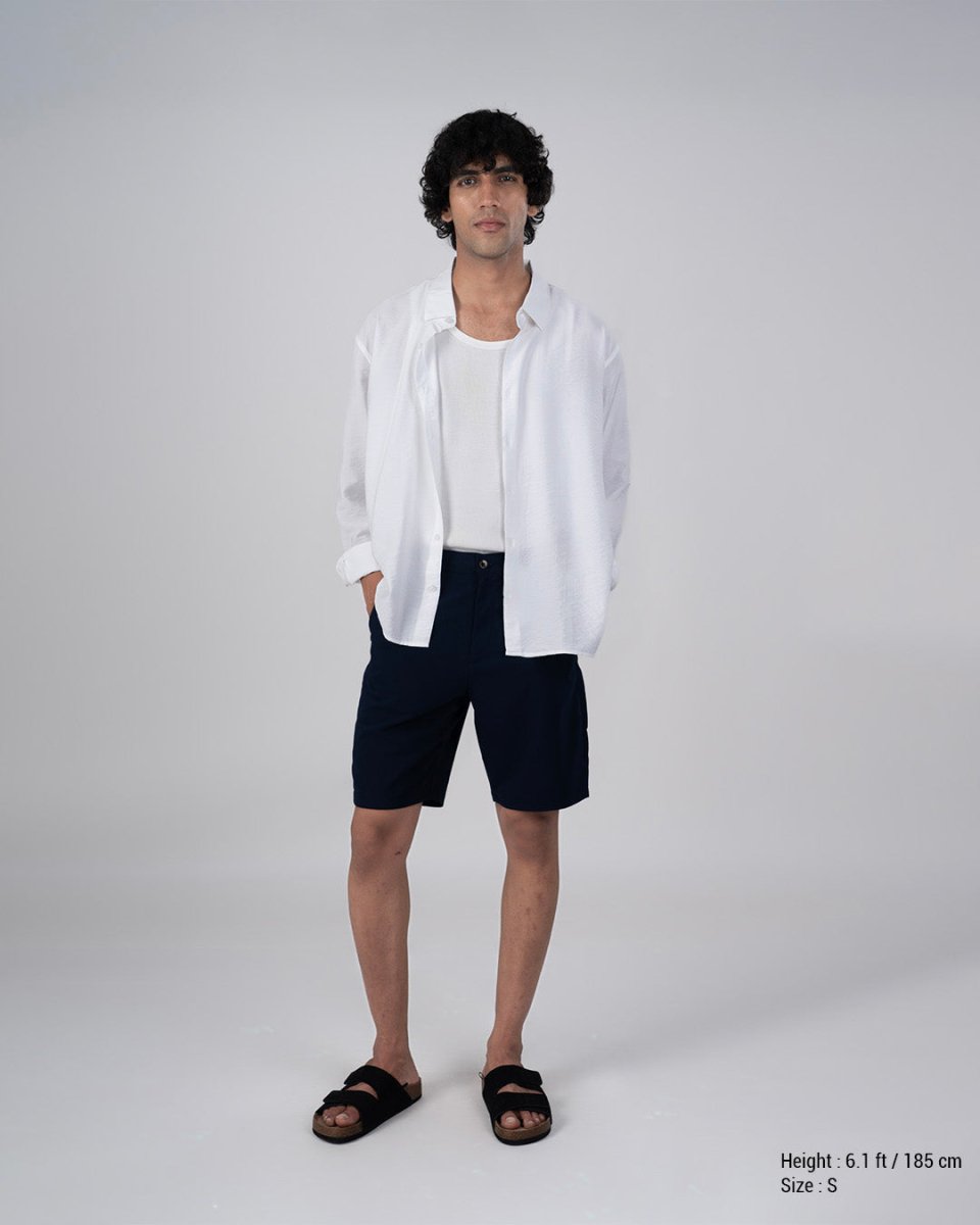 TAILORAEDGE Soft Nylon Relaxed Over - Shirt In White
