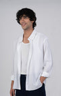 TAILORAEDGE Soft Nylon Relaxed Over - Shirt In White