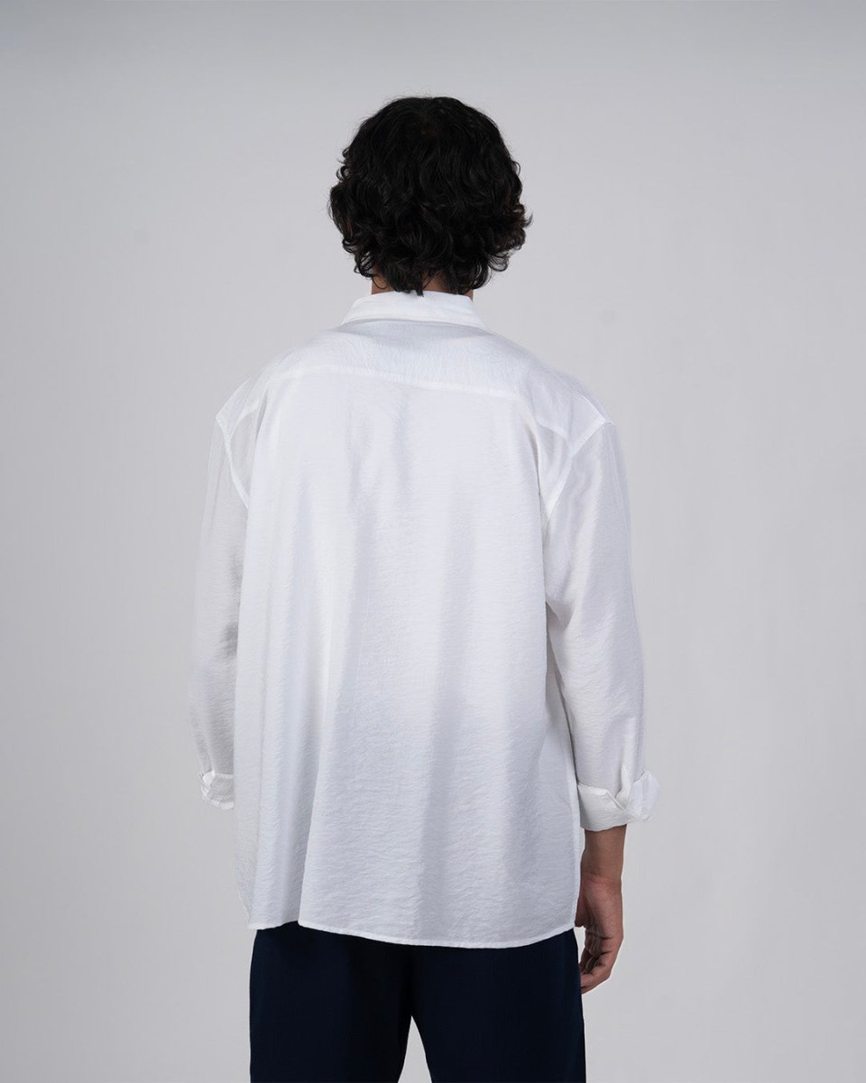 TAILORAEDGE Soft Nylon Relaxed Over - Shirt In White