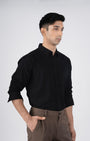 TAILORAEDGE Soft Stripe Tailored Shirt In Black