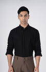 TAILORAEDGE Soft Stripe Tailored Shirt In Black