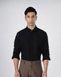 TAILORAEDGE Soft Stripe Tailored Shirt In Black