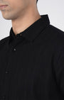 TAILORAEDGE Soft Stripe Tailored Shirt In Black