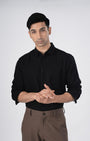 TAILORAEDGE Soft Stripe Tailored Shirt In Black