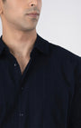 TAILORAEDGE Soft Stripe Tailored Shirt In Navy