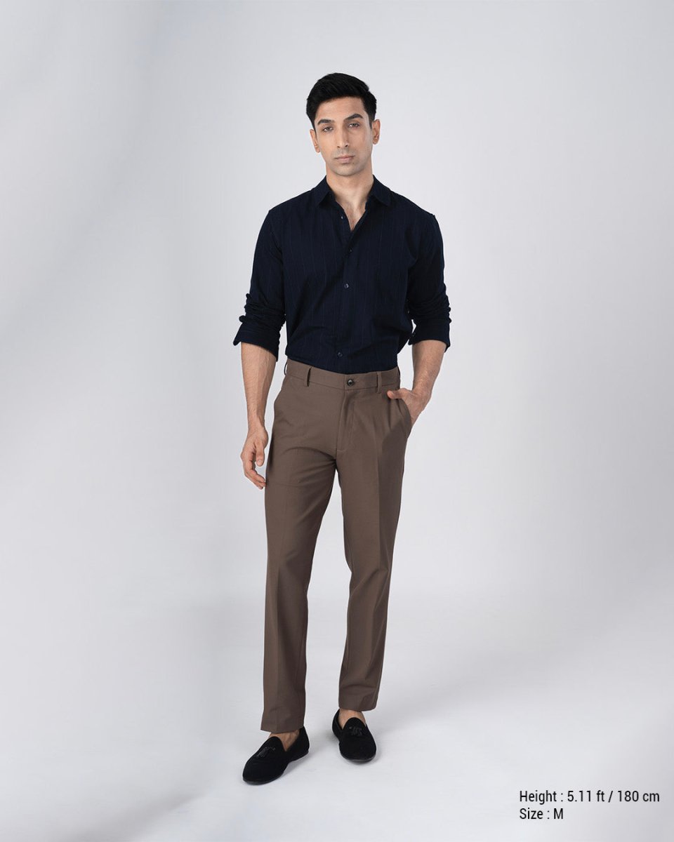 TAILORAEDGE Soft Stripe Tailored Shirt In Navy