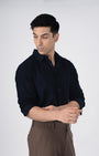 TAILORAEDGE Soft Stripe Tailored Shirt In Navy