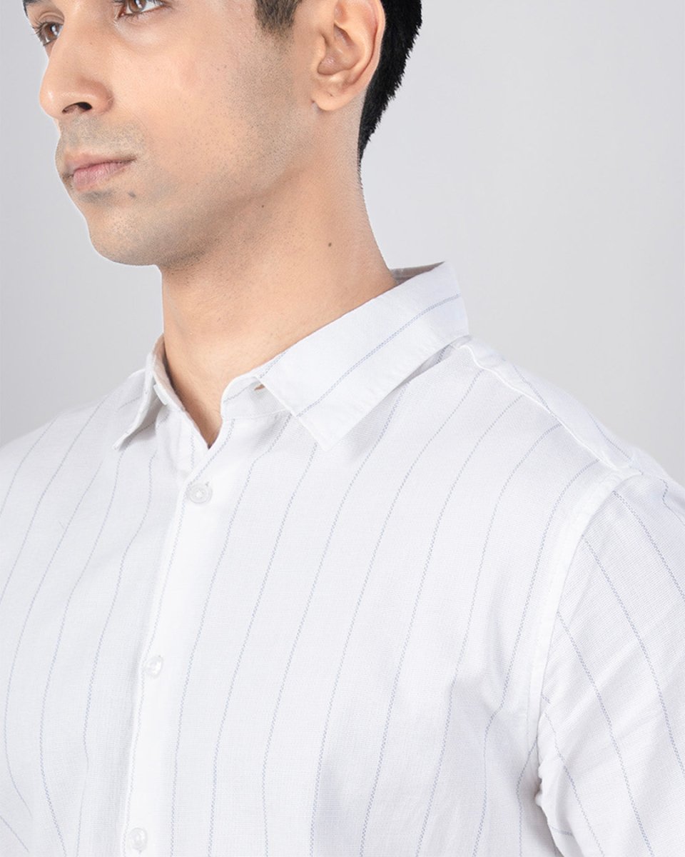 TAILORAEDGE Soft Stripe Tailored Shirt In White