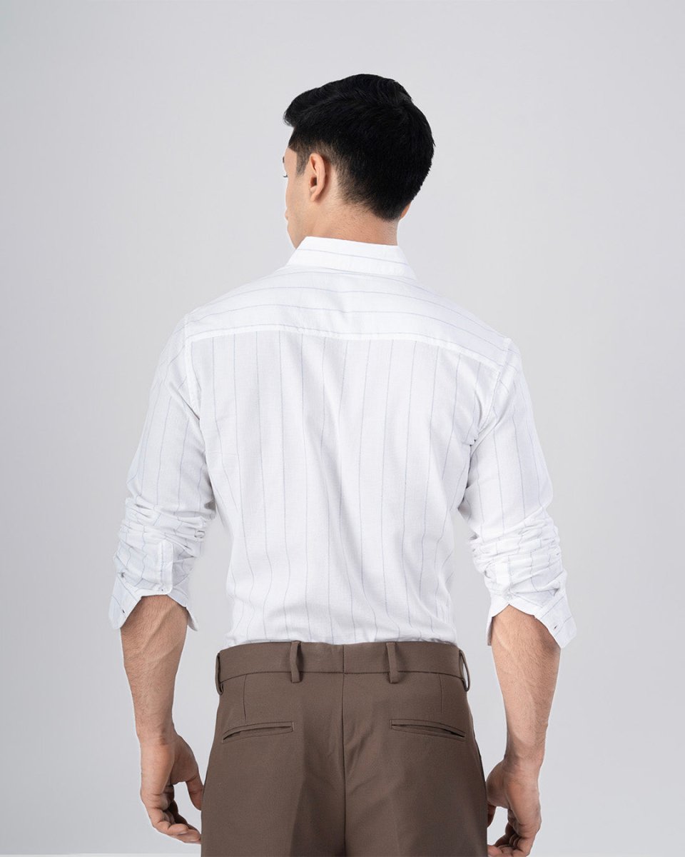 TAILORAEDGE Soft Stripe Tailored Shirt In White