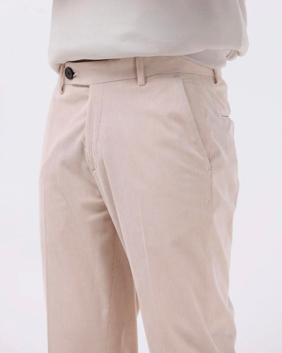 TAILORAEDGE Statement Corduroy Trouser In Cream
