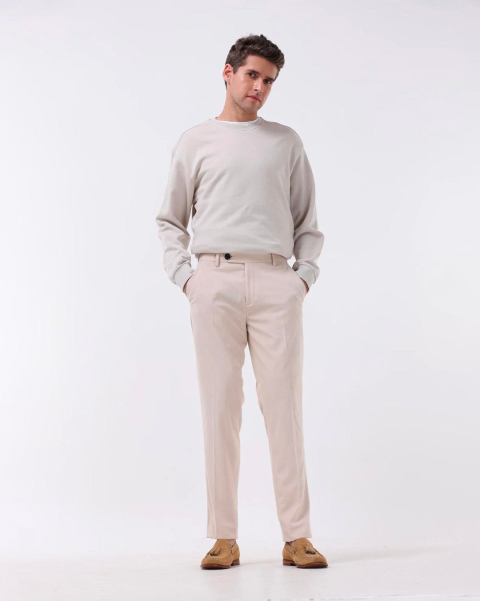 TAILORAEDGE Statement Corduroy Trouser In Cream