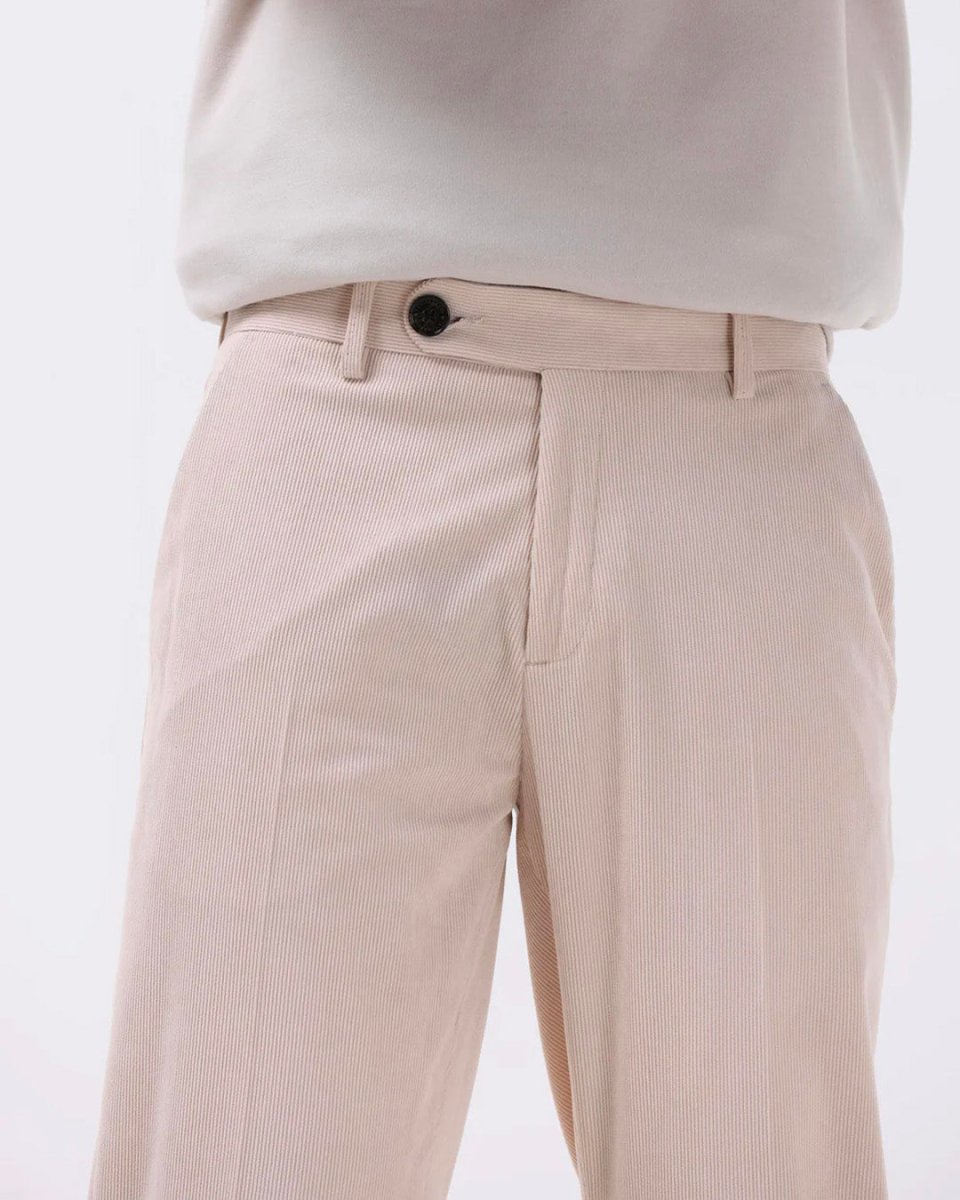 TAILORAEDGE Statement Corduroy Trouser In Cream