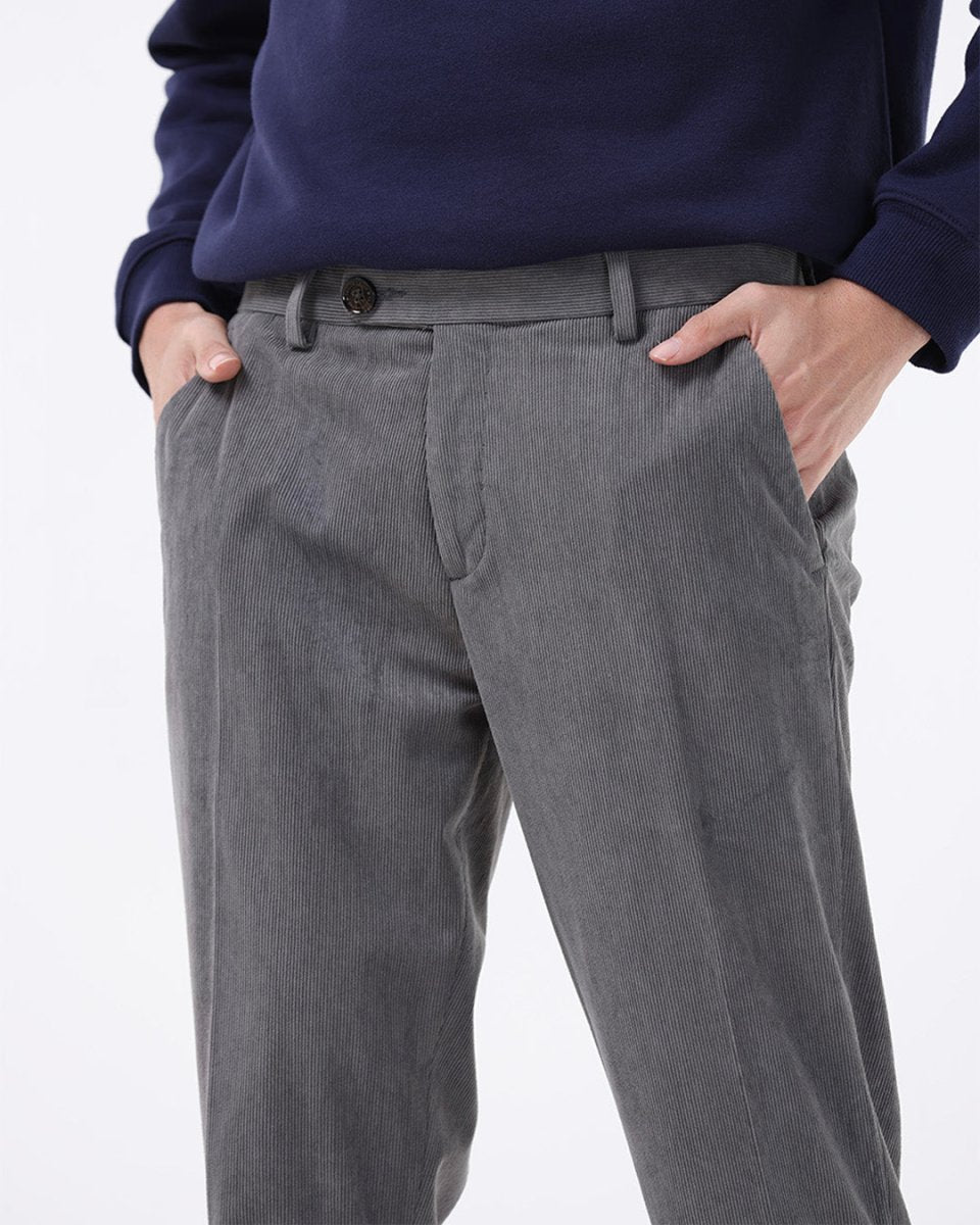 TAILORAEDGE Statement Corduroy Trouser In Grey