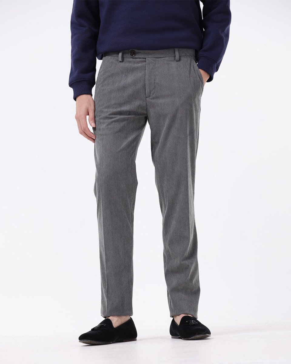 TAILORAEDGE Statement Corduroy Trouser In Grey