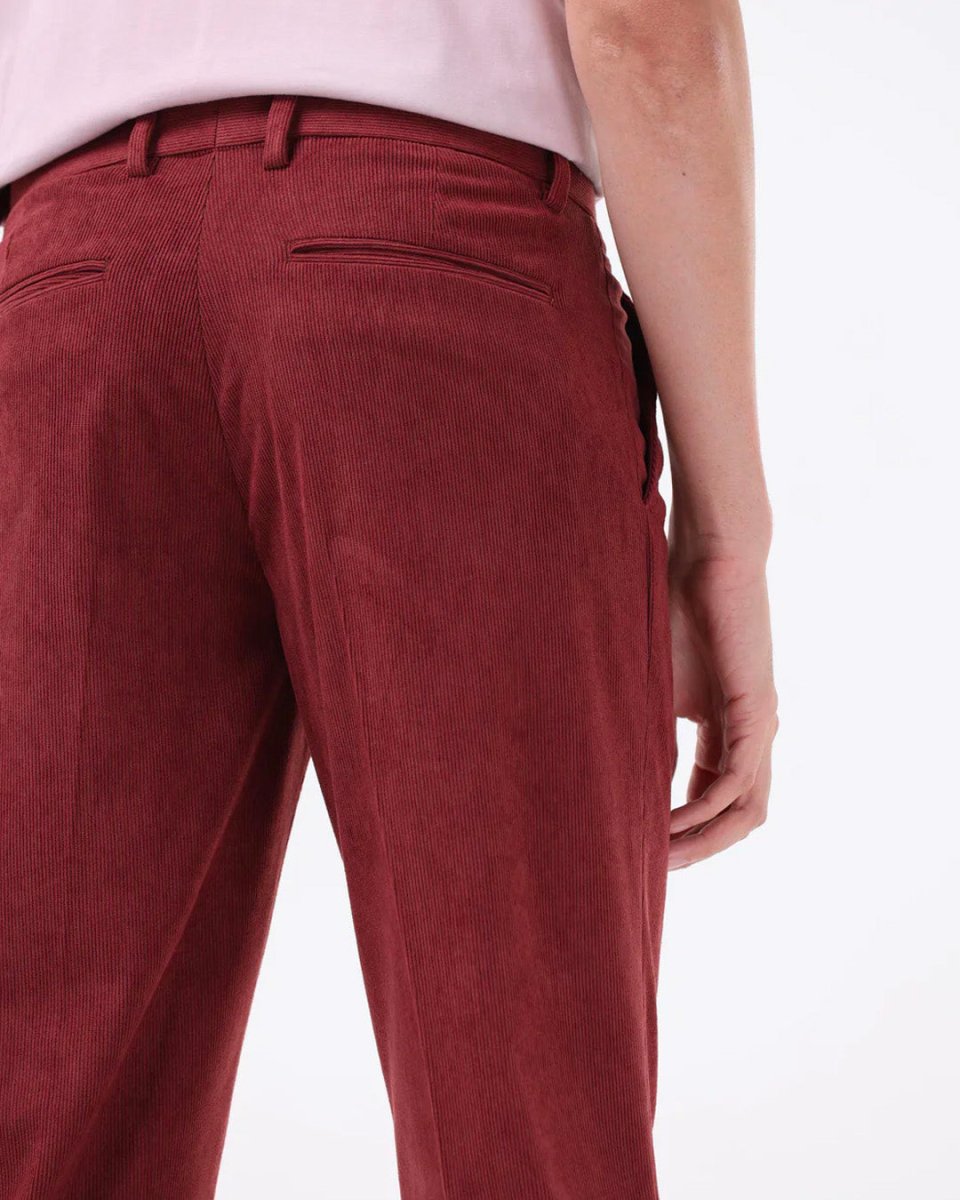 TAILORAEDGE Statement Corduroy Trouser In Wine