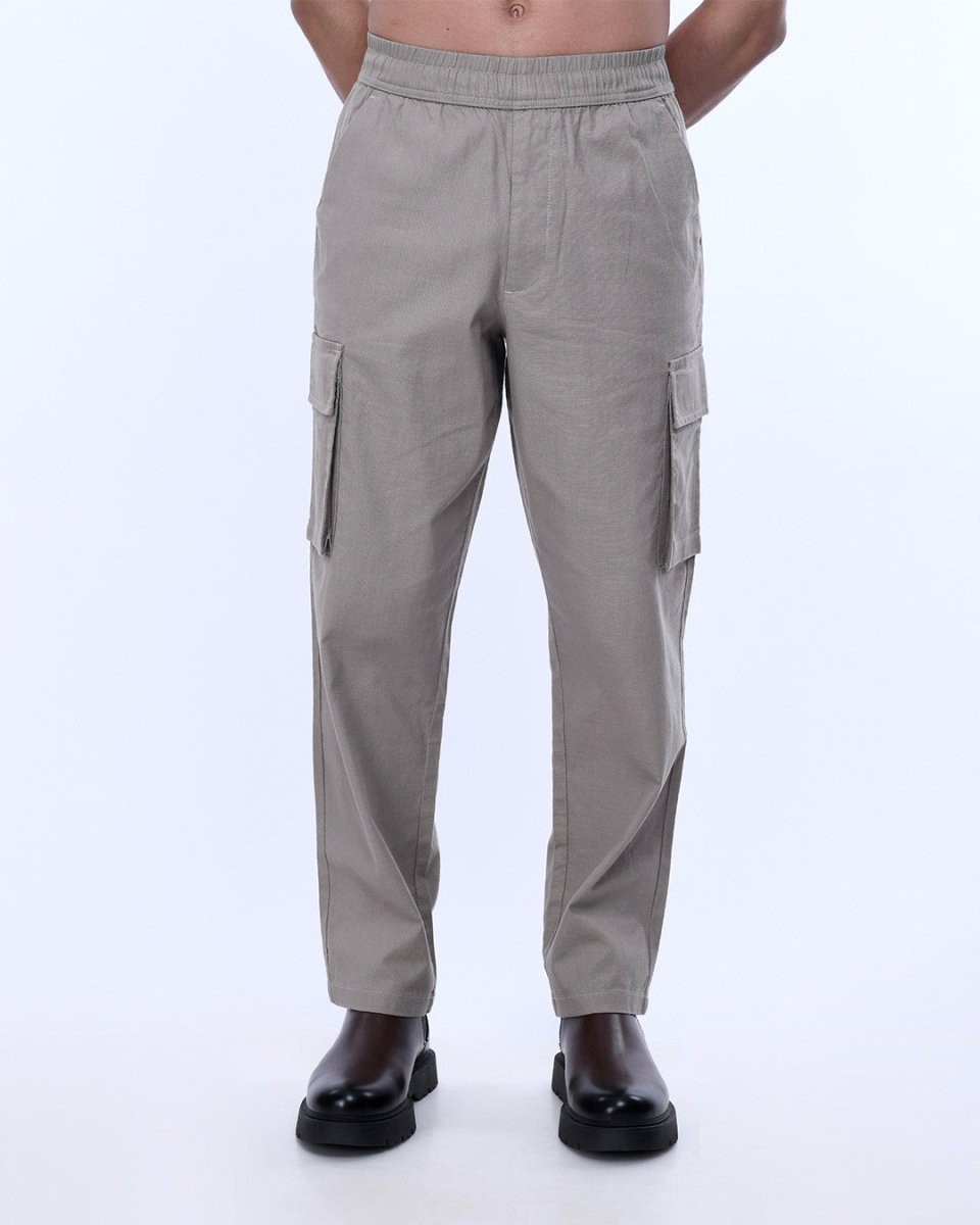 TAILORAEDGE Textured Relaxed Flexiwaist Cargo In Beige