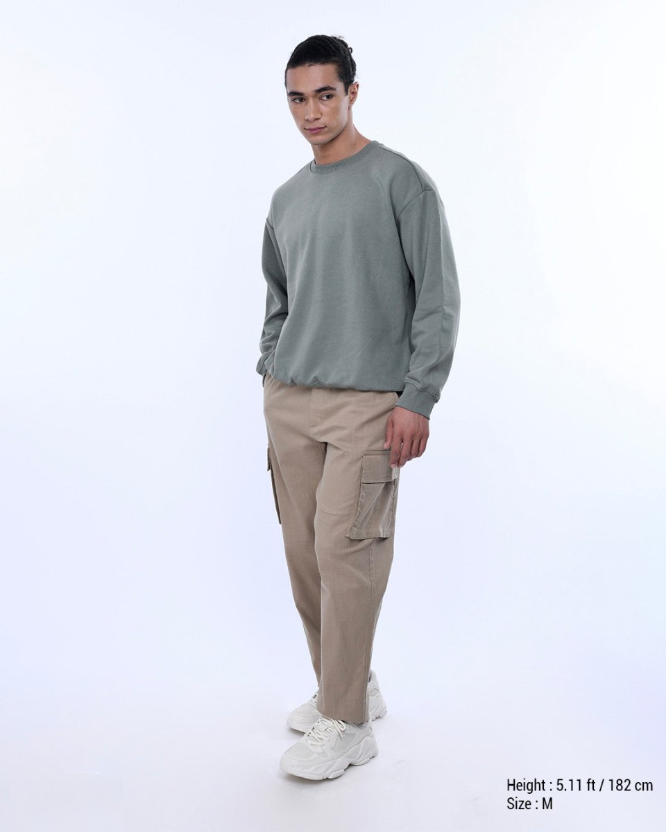 TAILORAEDGE Textured Relaxed Flexiwaist Cargo In Khaki