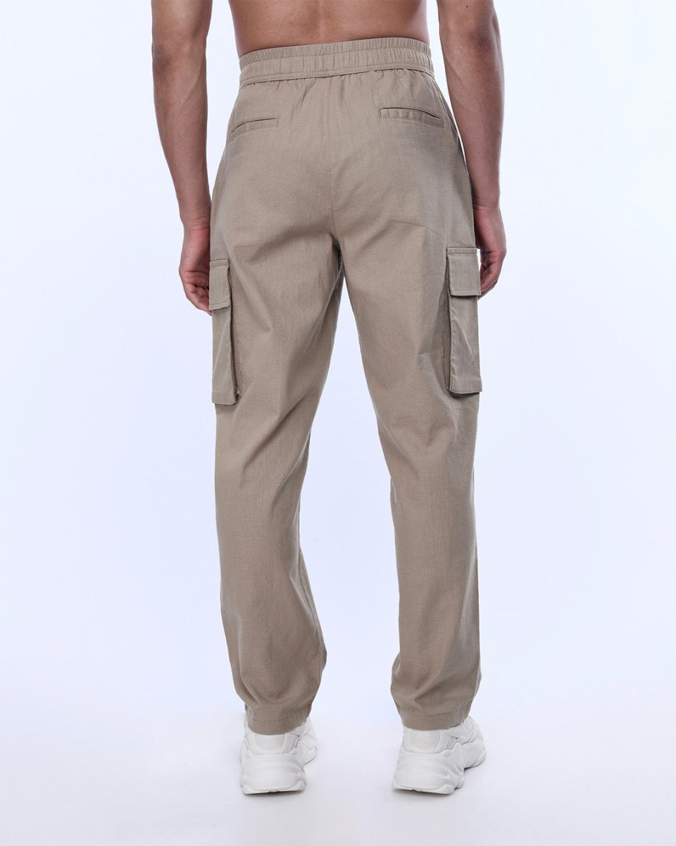 TAILORAEDGE Textured Relaxed Flexiwaist Cargo In Khaki