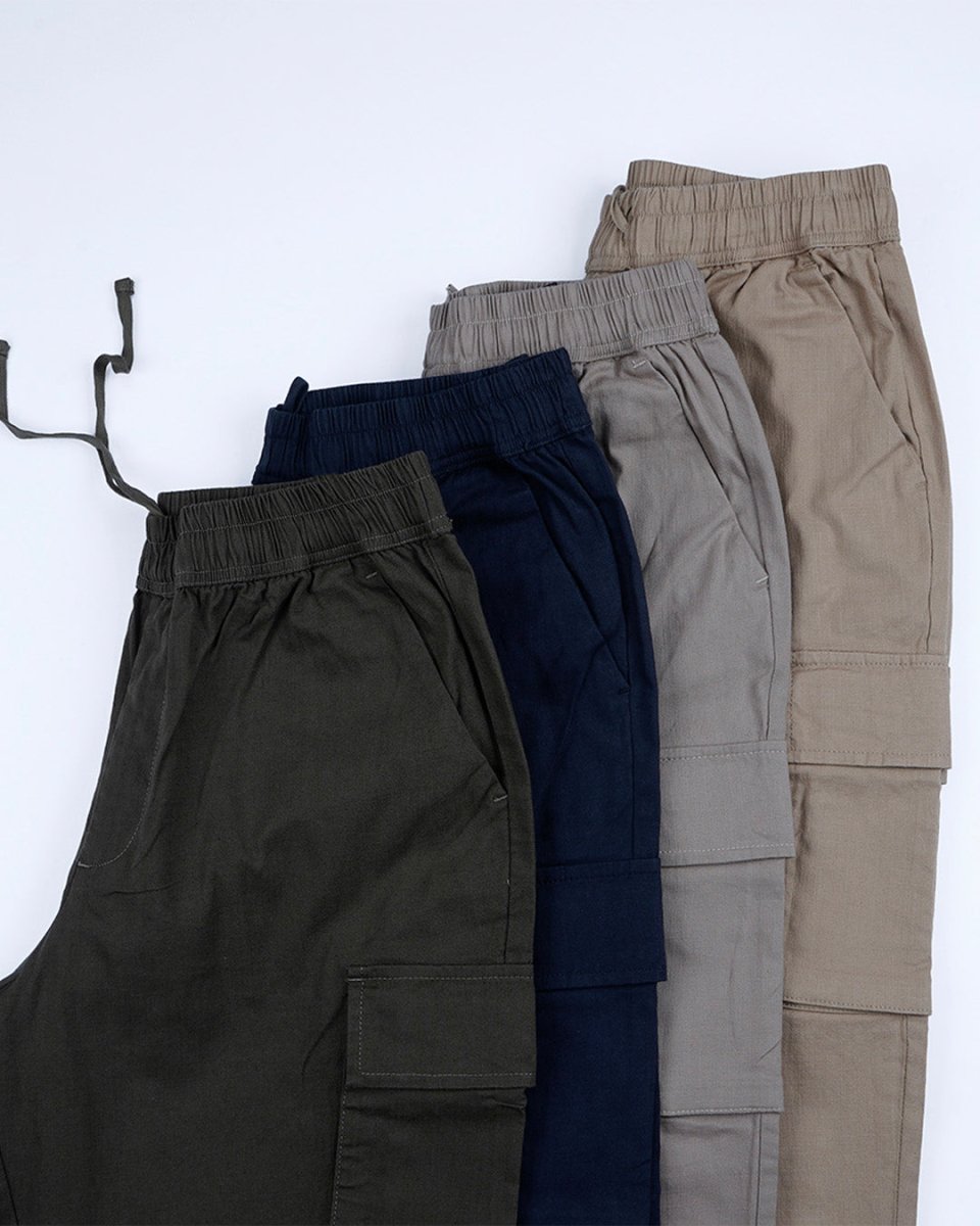 TAILORAEDGE Textured Relaxed Flexiwaist Cargo In Khaki