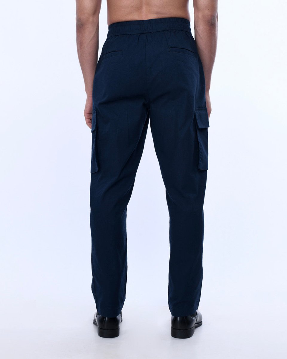 TAILORAEDGE Textured Relaxed Flexiwaist Cargo In Navy