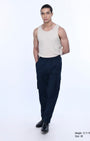 TAILORAEDGE Textured Relaxed Flexiwaist Cargo In Navy