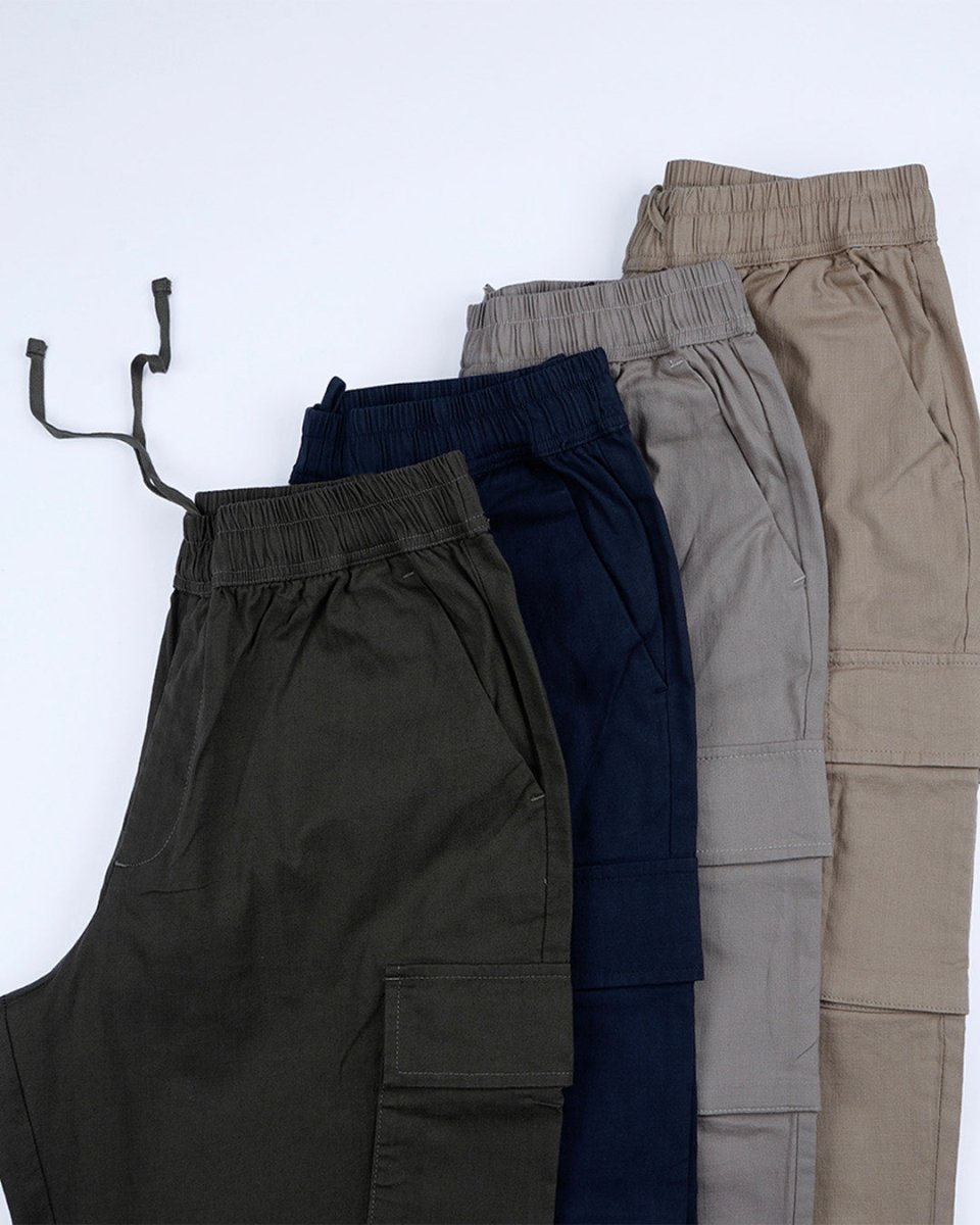 TAILORAEDGE Textured Relaxed Flexiwaist Cargo In Navy