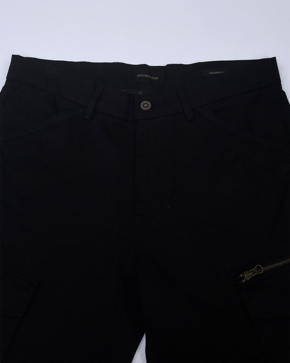 TAILORAEDGE Utility Zip Tailored Cargo Pants In Black