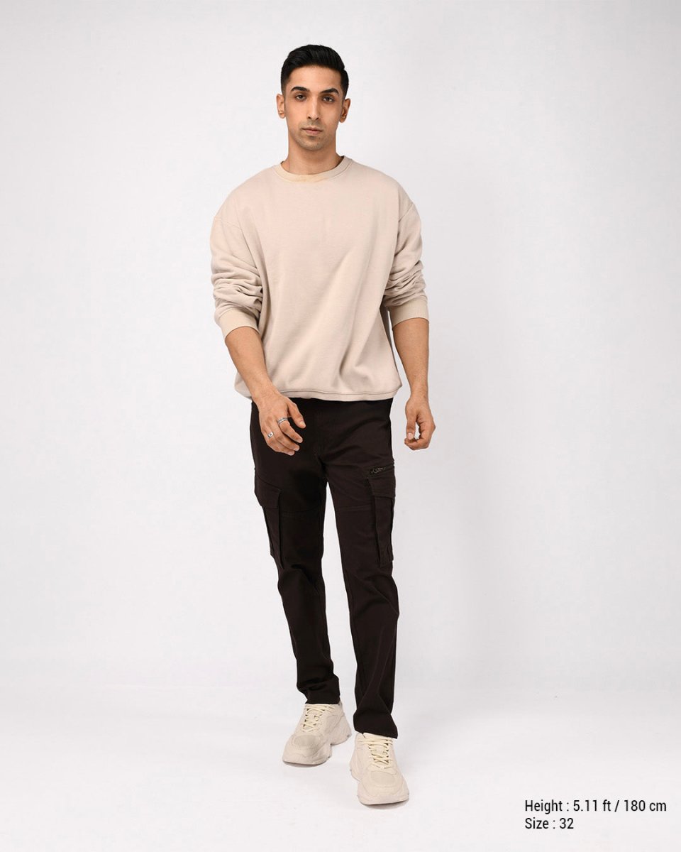 TAILORAEDGE Utility Zip Tailored Cargo Pants In Coffee