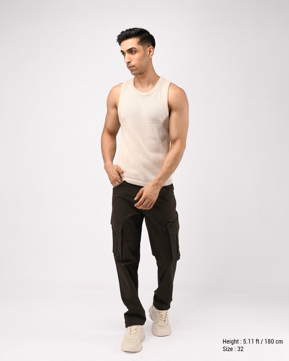 TAILORAEDGE Utility Zip Tailored Cargo Pants In Dark Olive