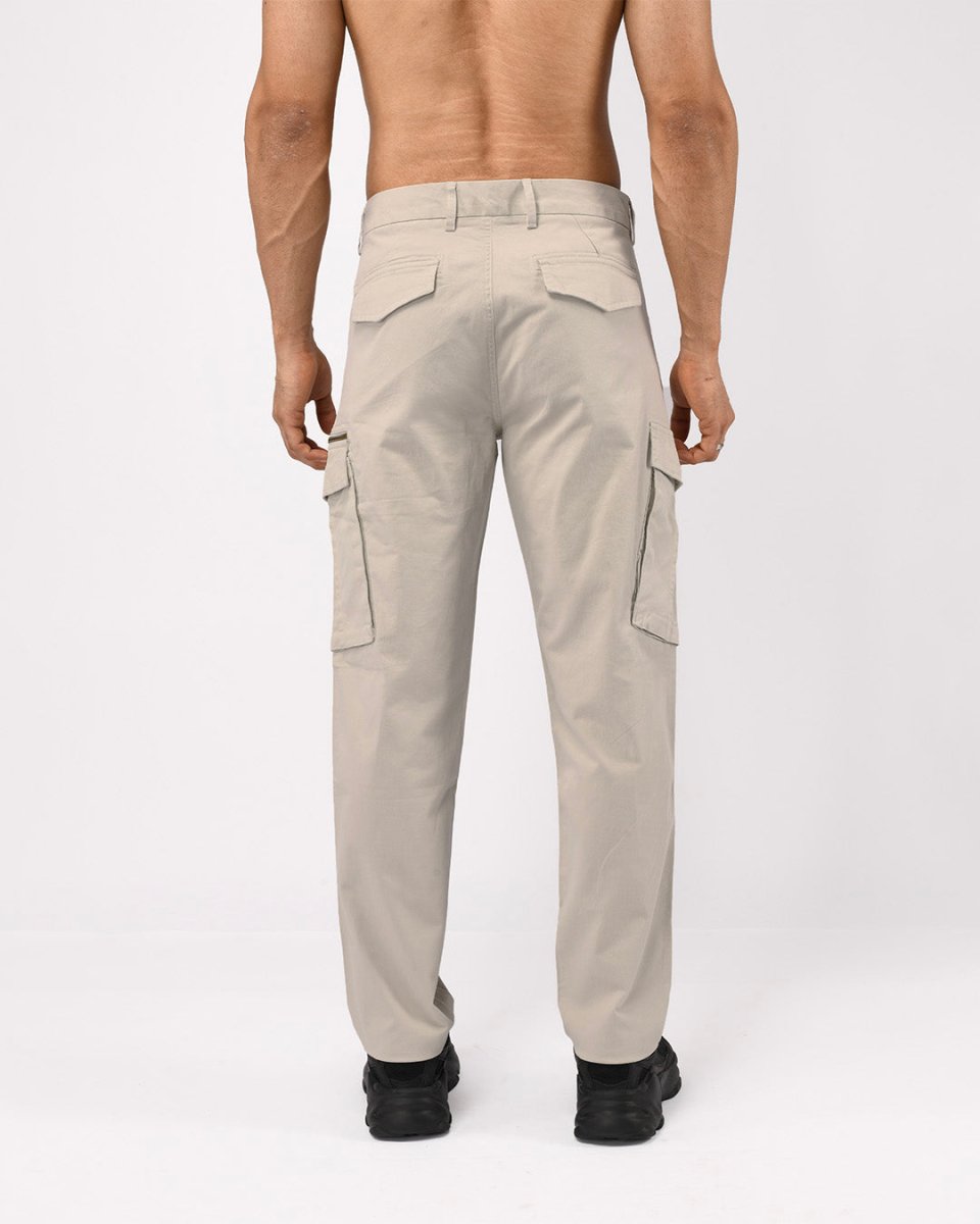 TAILORAEDGE Utility Zip Tailored Cargo Pants In Light Grey