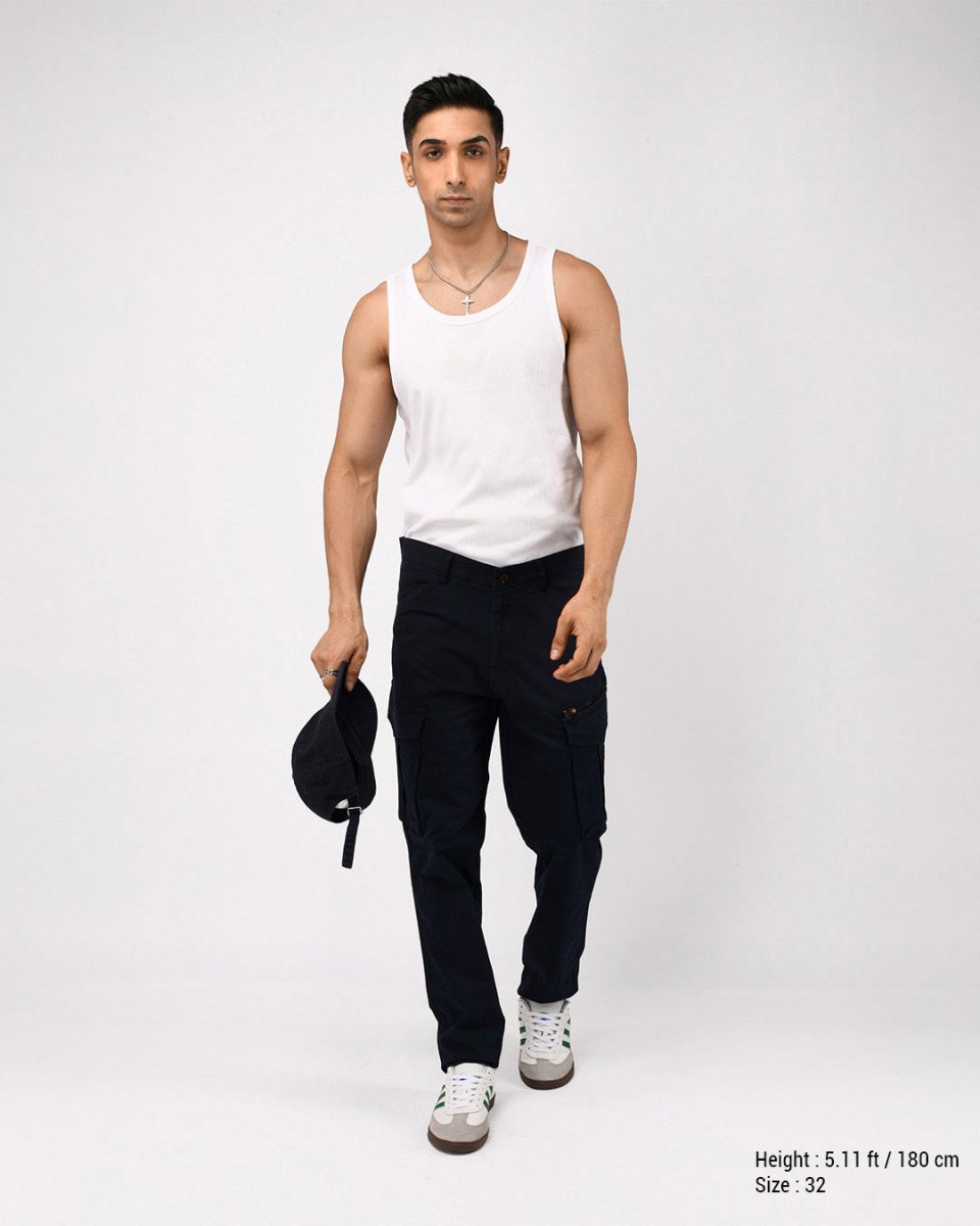 TAILORAEDGE Utility Zip Tailored Cargo Pants In Navy