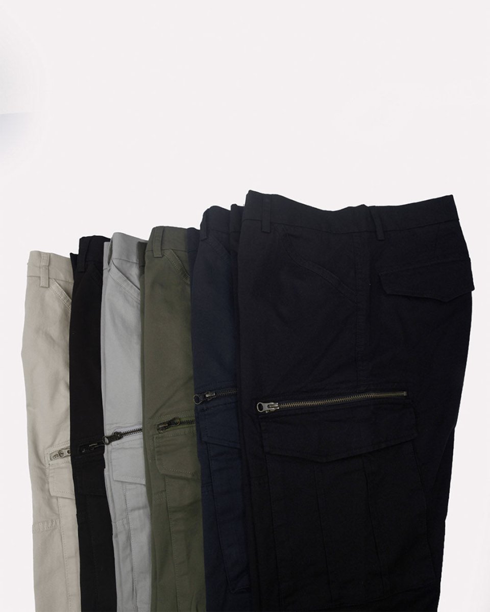 TAILORAEDGE Utility Zip Tailored Cargo Pants In Olive
