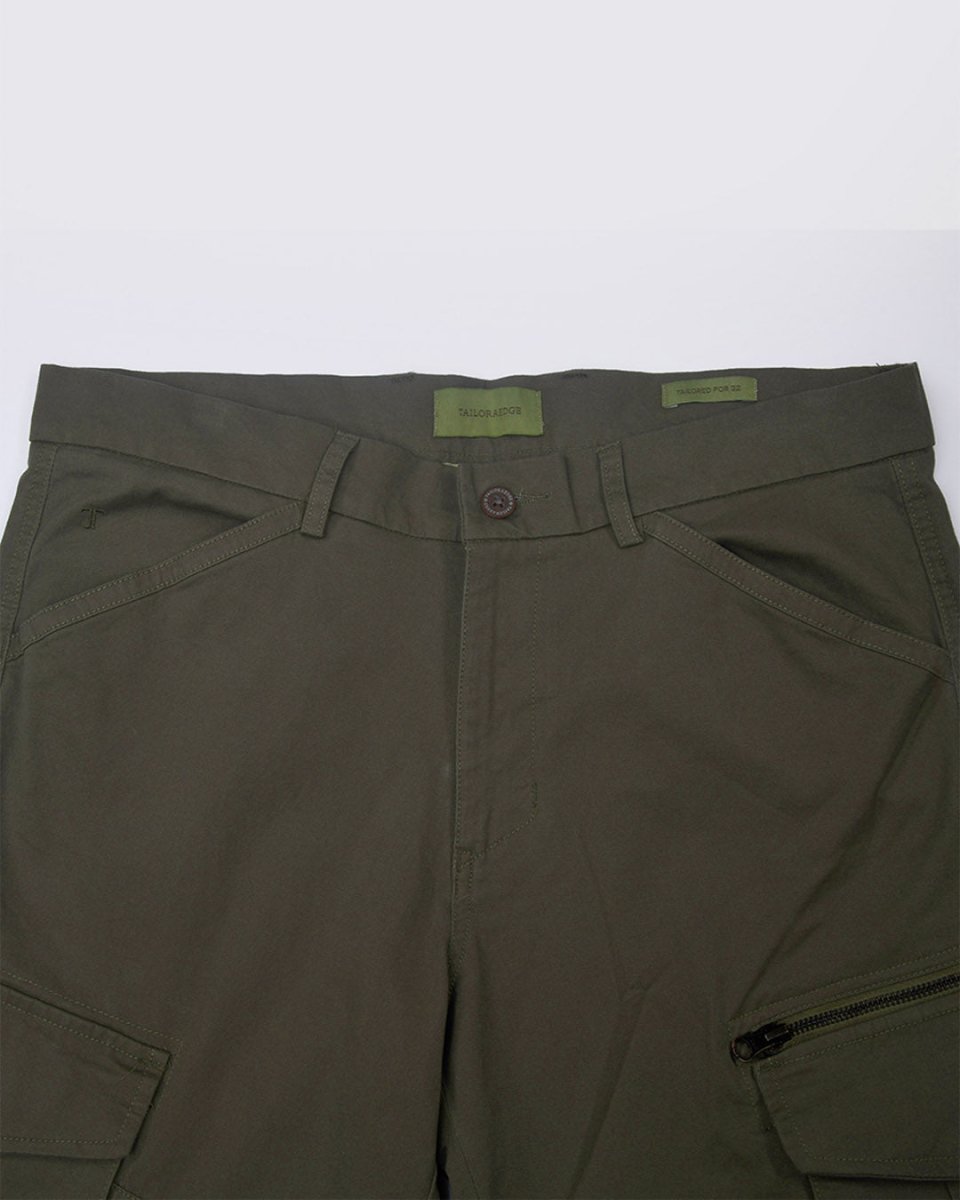 TAILORAEDGE Utility Zip Tailored Cargo Pants In Olive