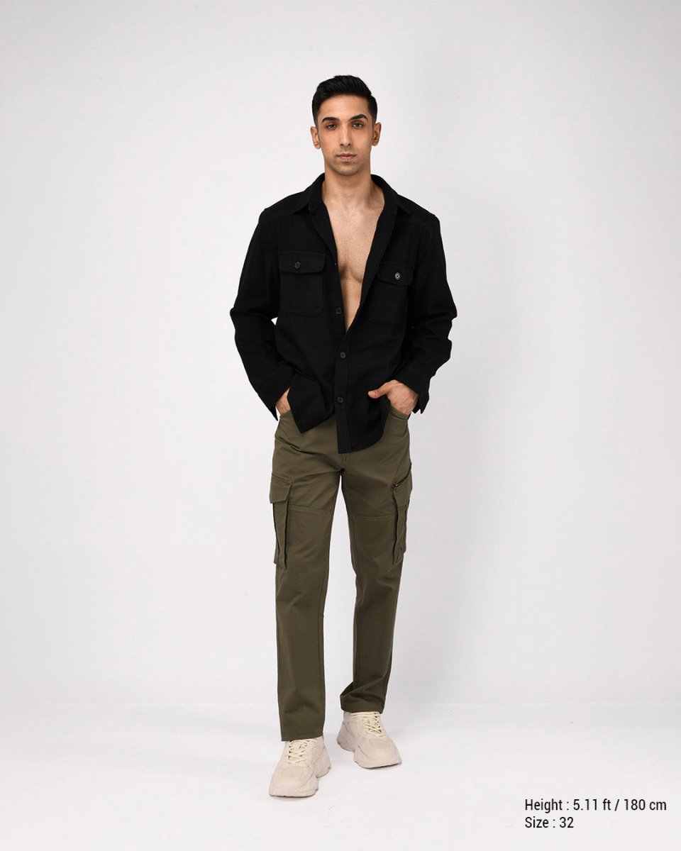 TAILORAEDGE Utility Zip Tailored Cargo Pants In Olive