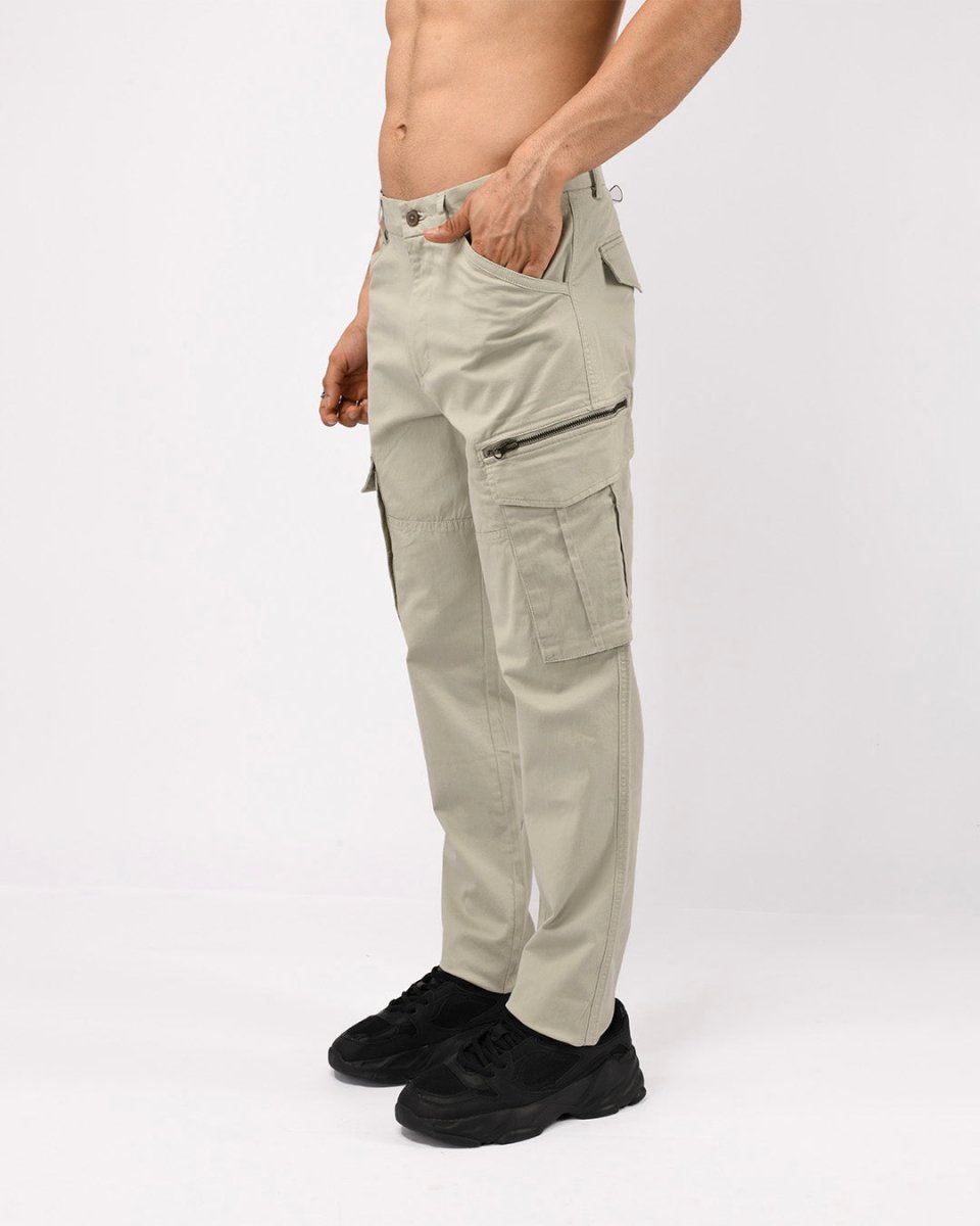 TAILORAEDGE Utility Zip Tailored Cargo Pants In Pistachio